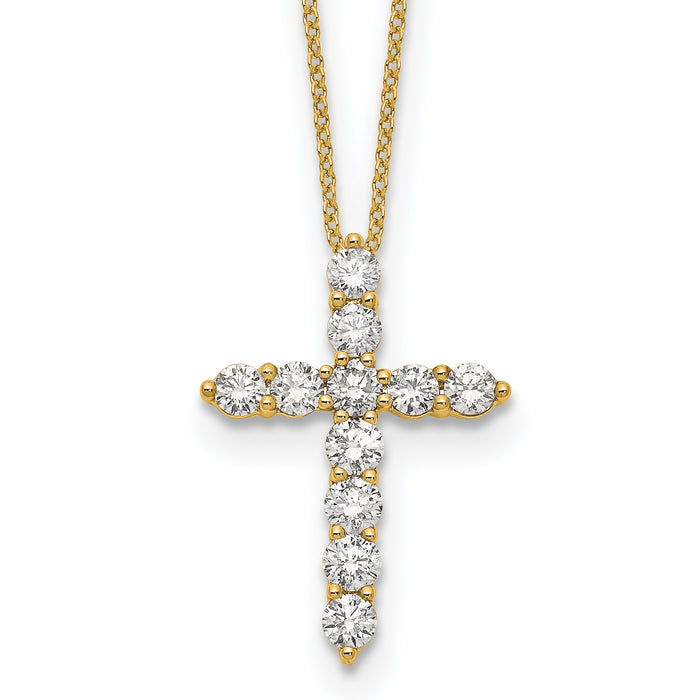 14k Diamond Cross 18 inch Necklace-PM1000-150-YA