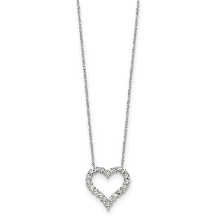 14k White Gold Diamond Heart 18 inch Necklace-PM1001-100-WA
