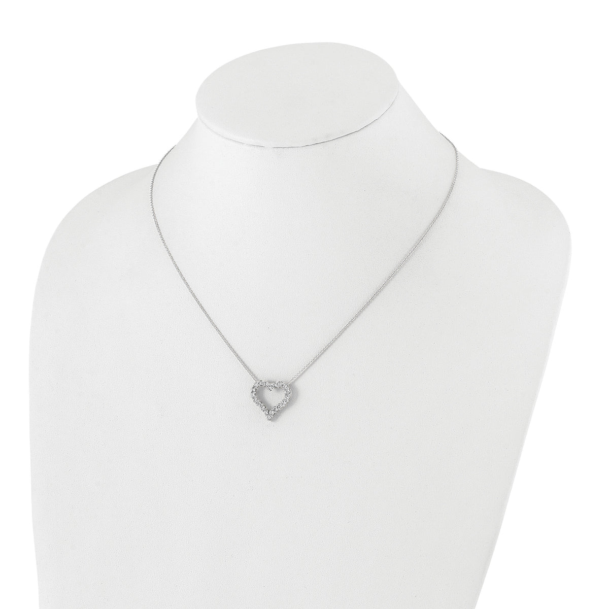14k White Gold Diamond Heart 18 inch Necklace-PM1001-100-WA