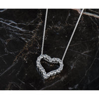 14k White Gold Diamond Heart 18 inch Necklace-PM1001-100-WA