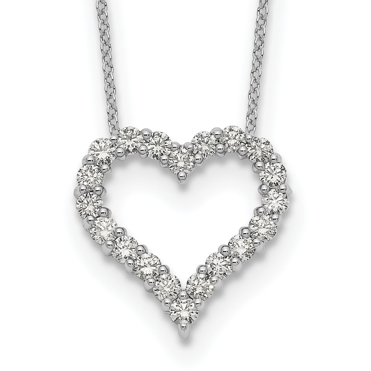 14k White Gold Diamond Heart 18 inch Necklace-PM1001-100-WA