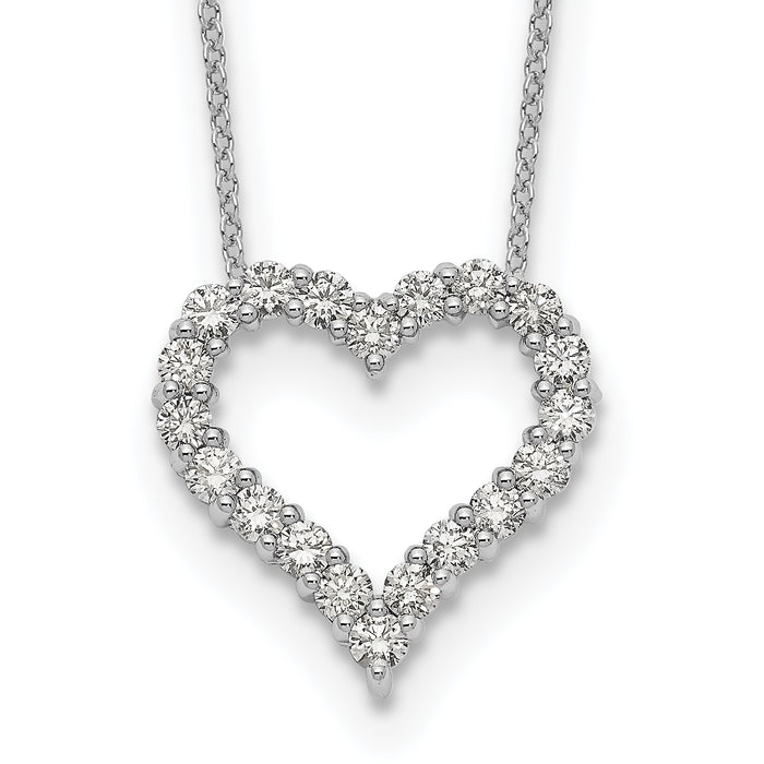 14k White Gold Diamond Heart 18 inch Necklace-PM1001-100-WA