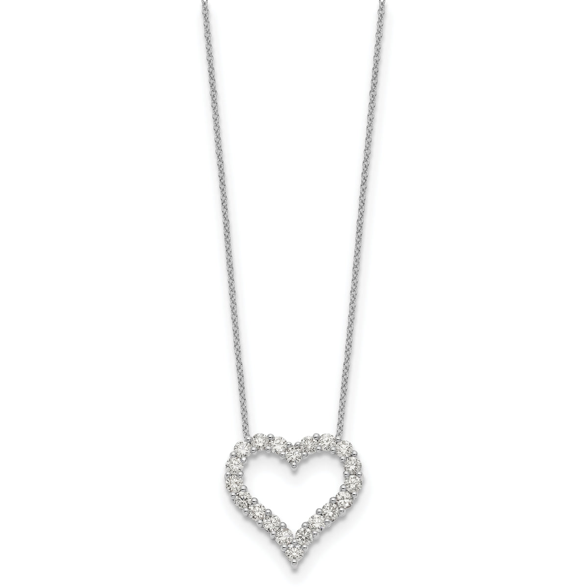 14k White Gold Diamond Heart 18 inch Necklace-PM1001-150-WA