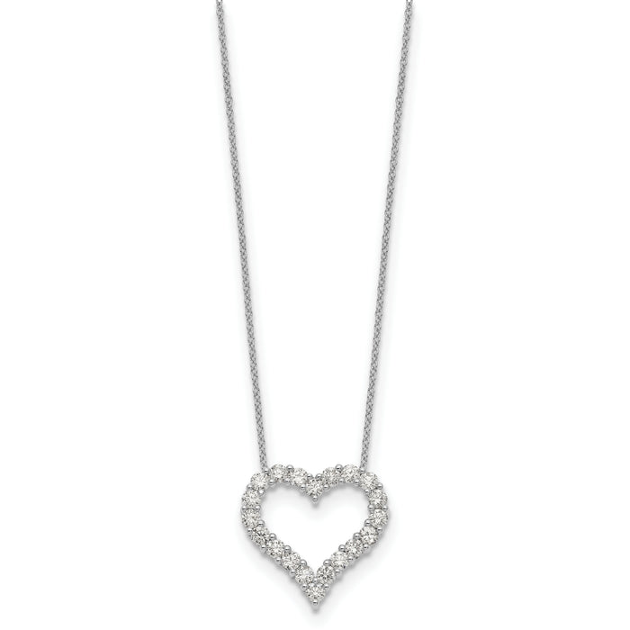14k White Gold Diamond Heart 18 inch Necklace-PM1001-150-WA