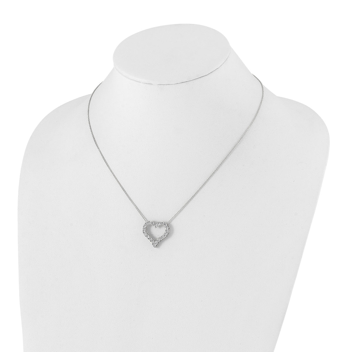 14k White Gold Diamond Heart 18 inch Necklace-PM1001-150-WA