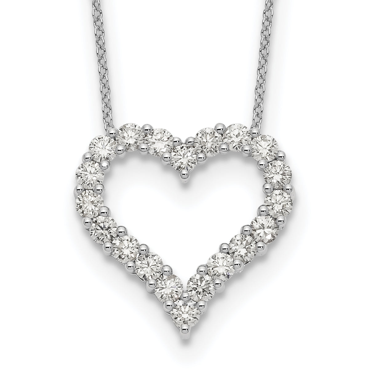 14k White Gold Diamond Heart 18 inch Necklace-PM1001-150-WA