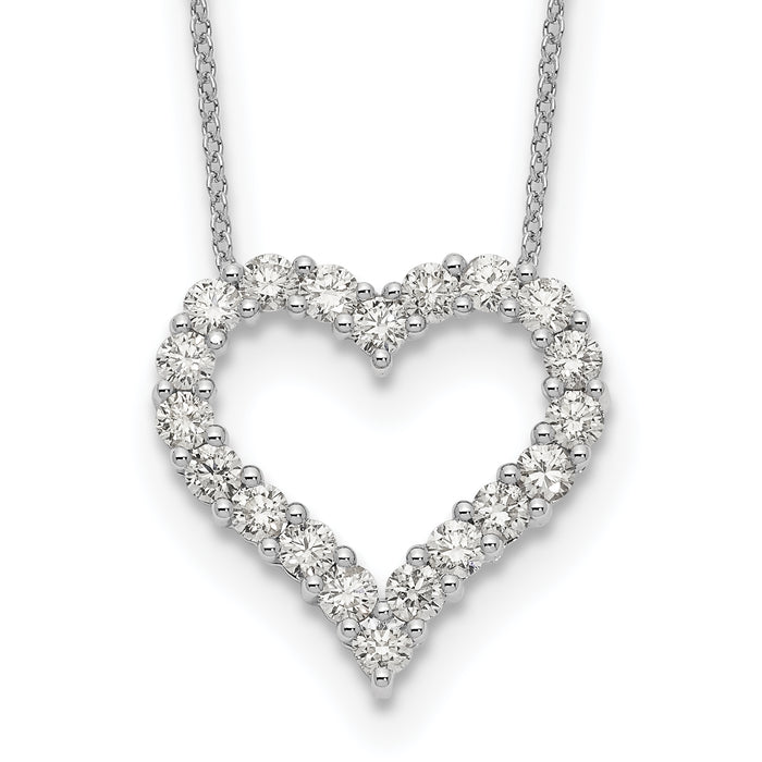 14k White Gold Diamond Heart 18 inch Necklace-PM1001-150-WA