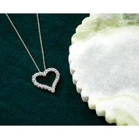 14k White Gold Diamond Heart 18 inch Necklace-PM1001-150-WA