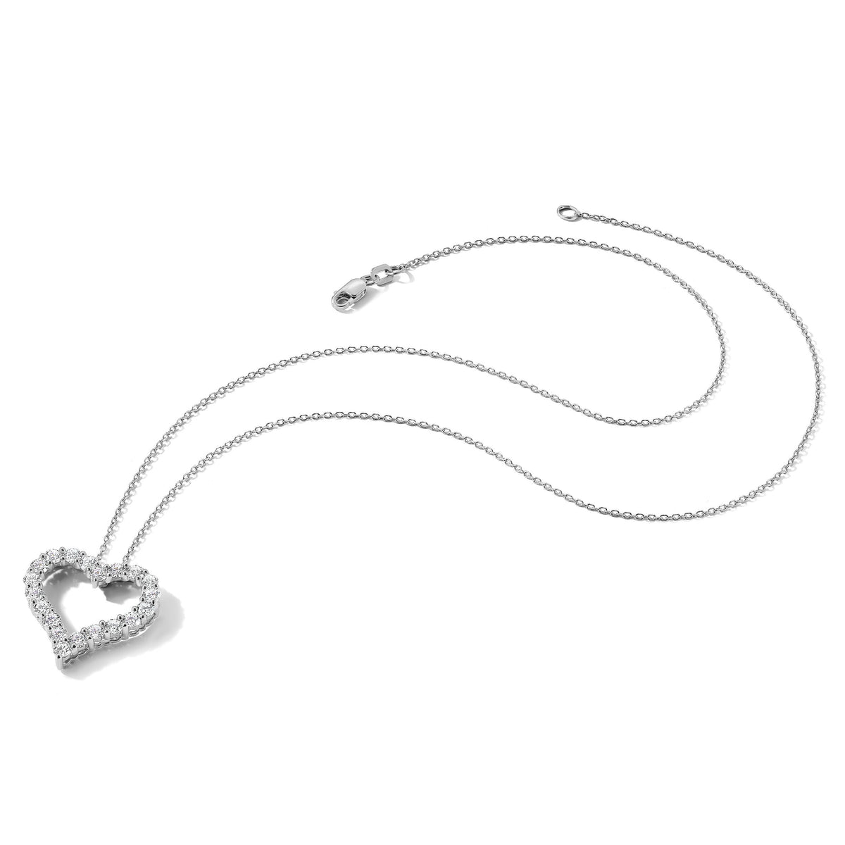 14k White Gold Diamond Heart 18 inch Necklace-PM1001-150-WA