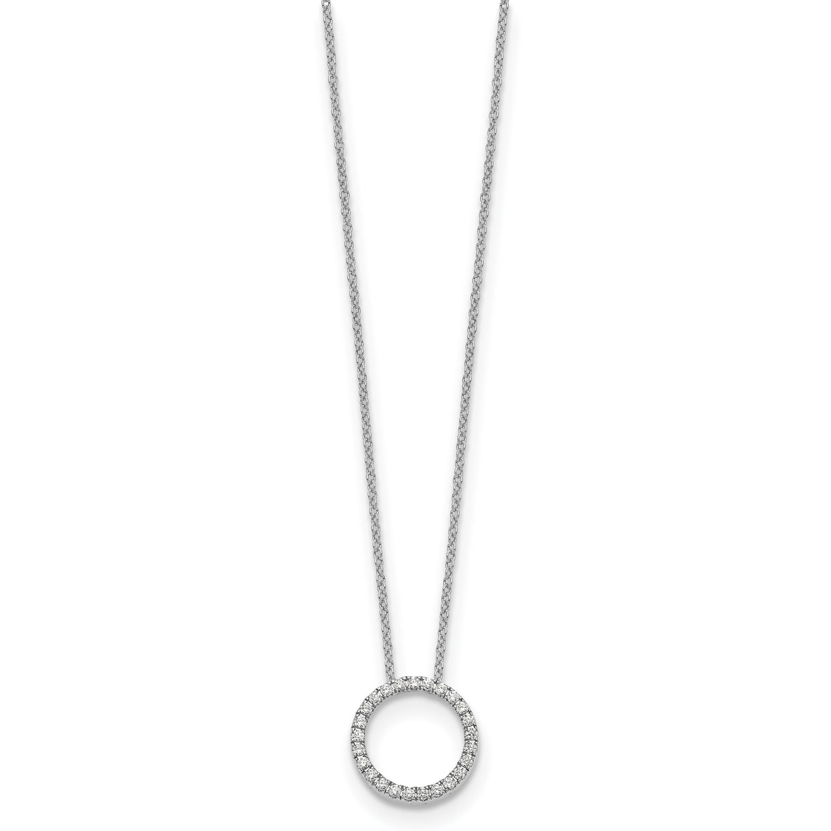 14k White Gold Diamond Circle 18 inch Necklace-PM1002-025-WA