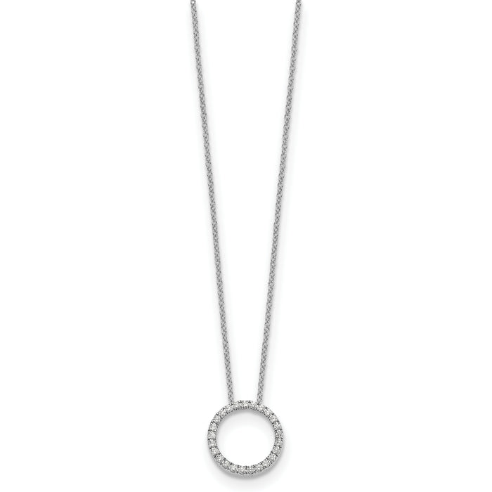 14k White Gold Diamond Circle 18 inch Necklace-PM1002-025-WA