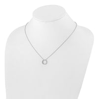 14k White Gold Diamond Circle 18 inch Necklace-PM1002-025-WA