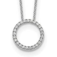 14k White Gold Diamond Circle 18 inch Necklace-PM1002-025-WA
