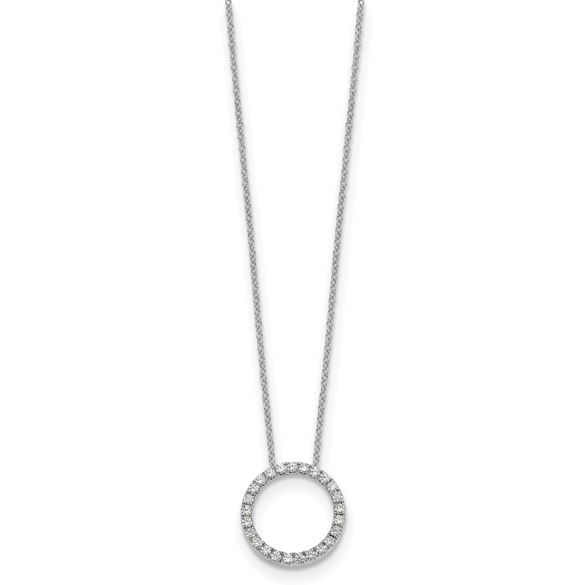 14k White Gold Diamond Circle 18 inch Necklace-PM1002-050-WA
