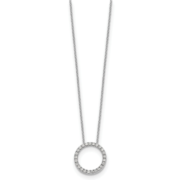 14k White Gold Diamond Circle 18 inch Necklace-PM1002-050-WA