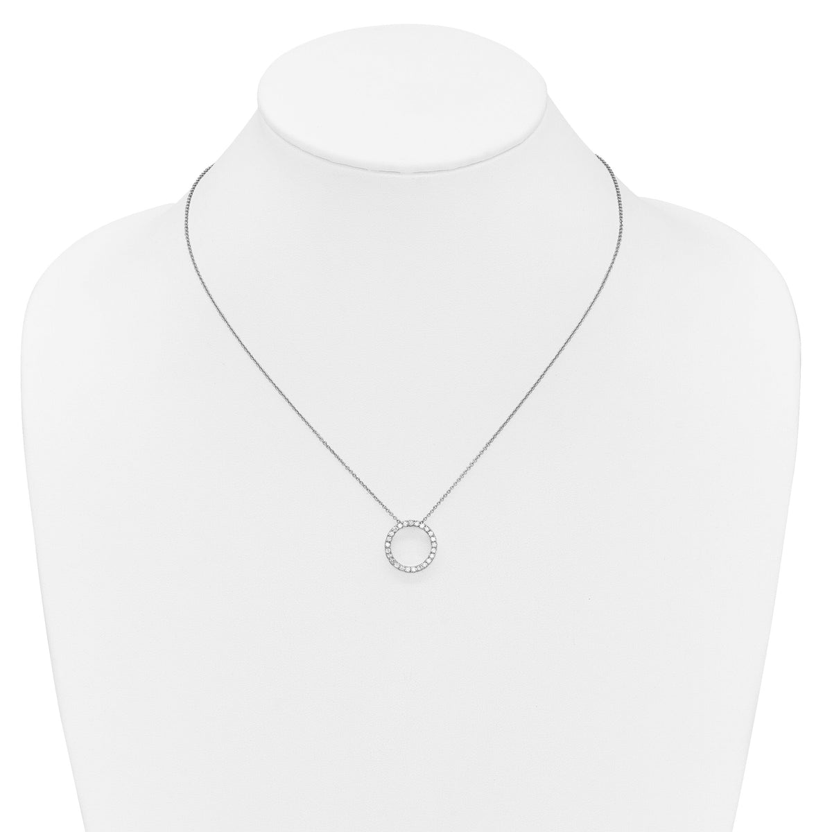 14k White Gold Diamond Circle 18 inch Necklace-PM1002-050-WA