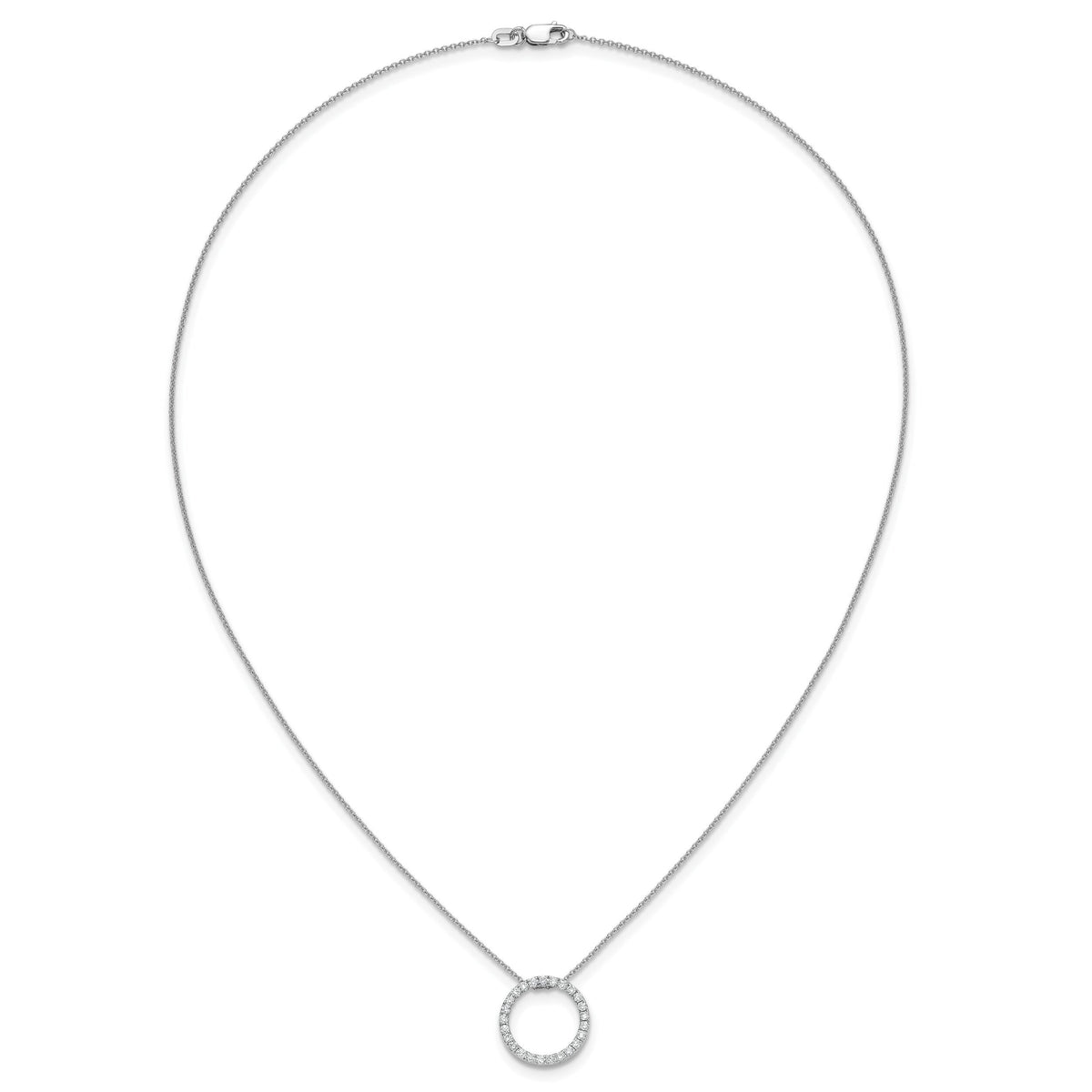 14k White Gold Diamond Circle 18 inch Necklace-PM1002-050-WA