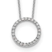 14k White Gold Diamond Circle 18 inch Necklace-PM1002-050-WA