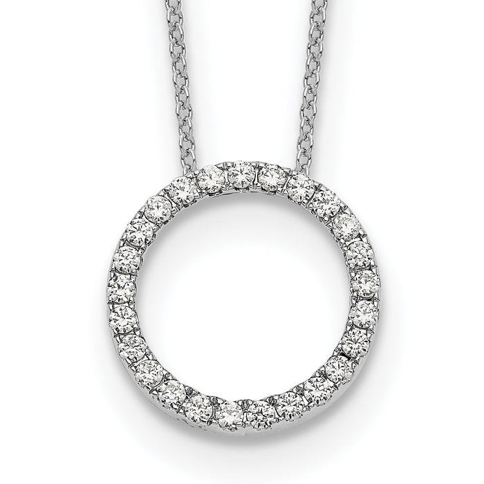 14k White Gold Diamond Circle 18 inch Necklace-PM1002-050-WA