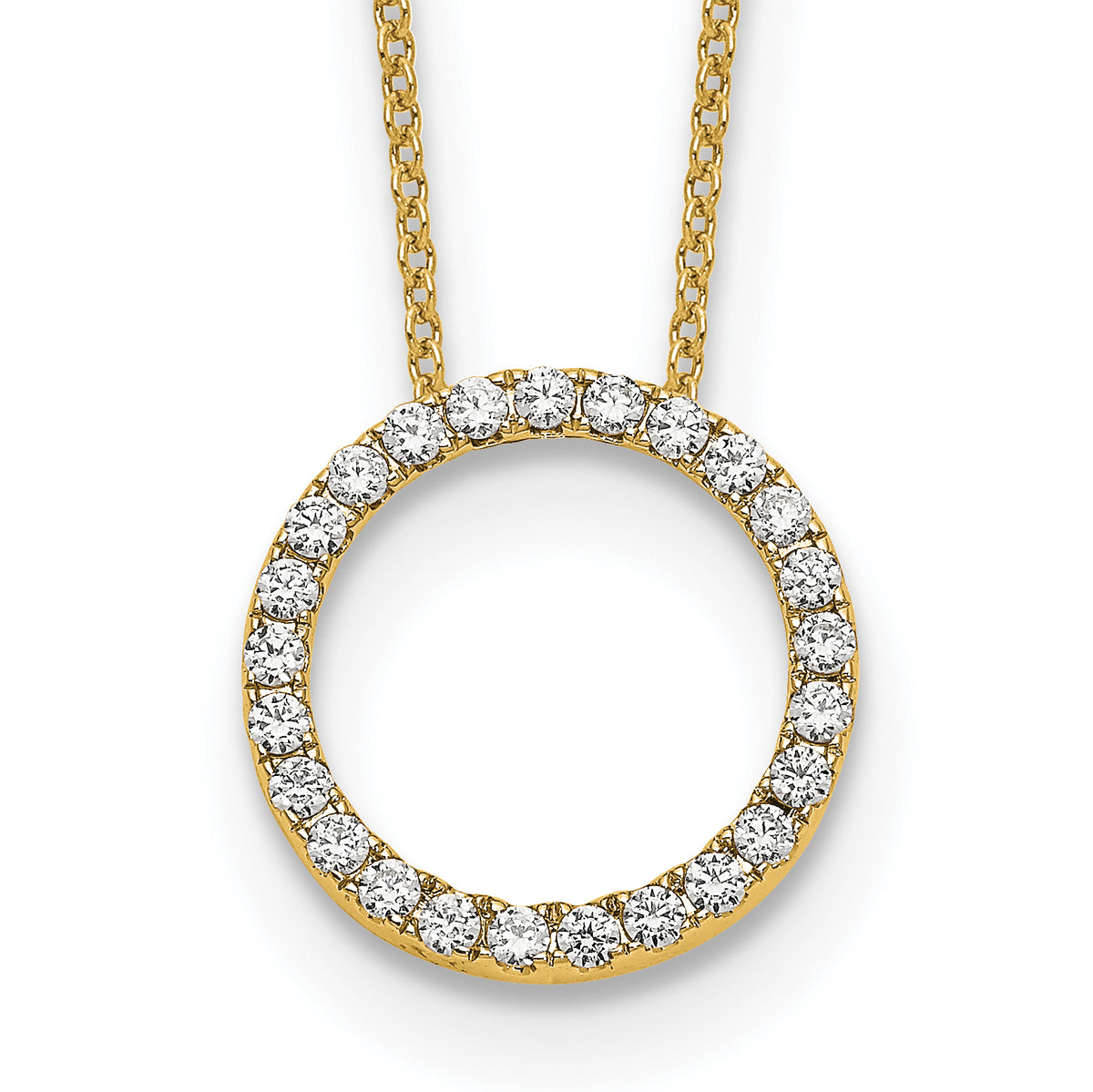 14k Diamond Circle 18 inch Necklace-PM1002-050-YA