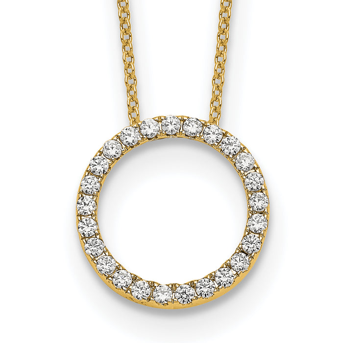 14k Diamond Circle 18 inch Necklace-PM1002-050-YA