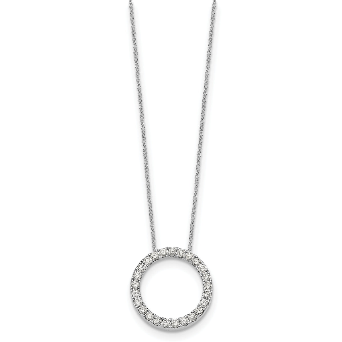 14k White Gold Diamond Circle 18 inch Necklace-PM1002-100-WA