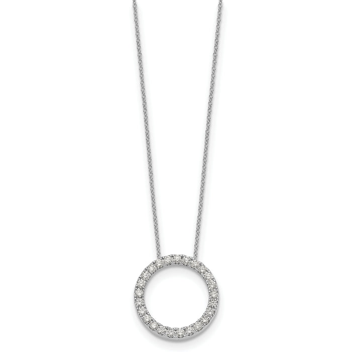 14k White Gold Diamond Circle 18 inch Necklace-PM1002-100-WA