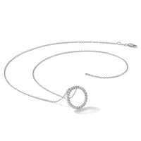 14k White Gold Diamond Circle 18 inch Necklace-PM1002-100-WA