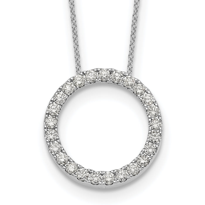 14k White Gold Diamond Circle 18 inch Necklace-PM1002-100-WA