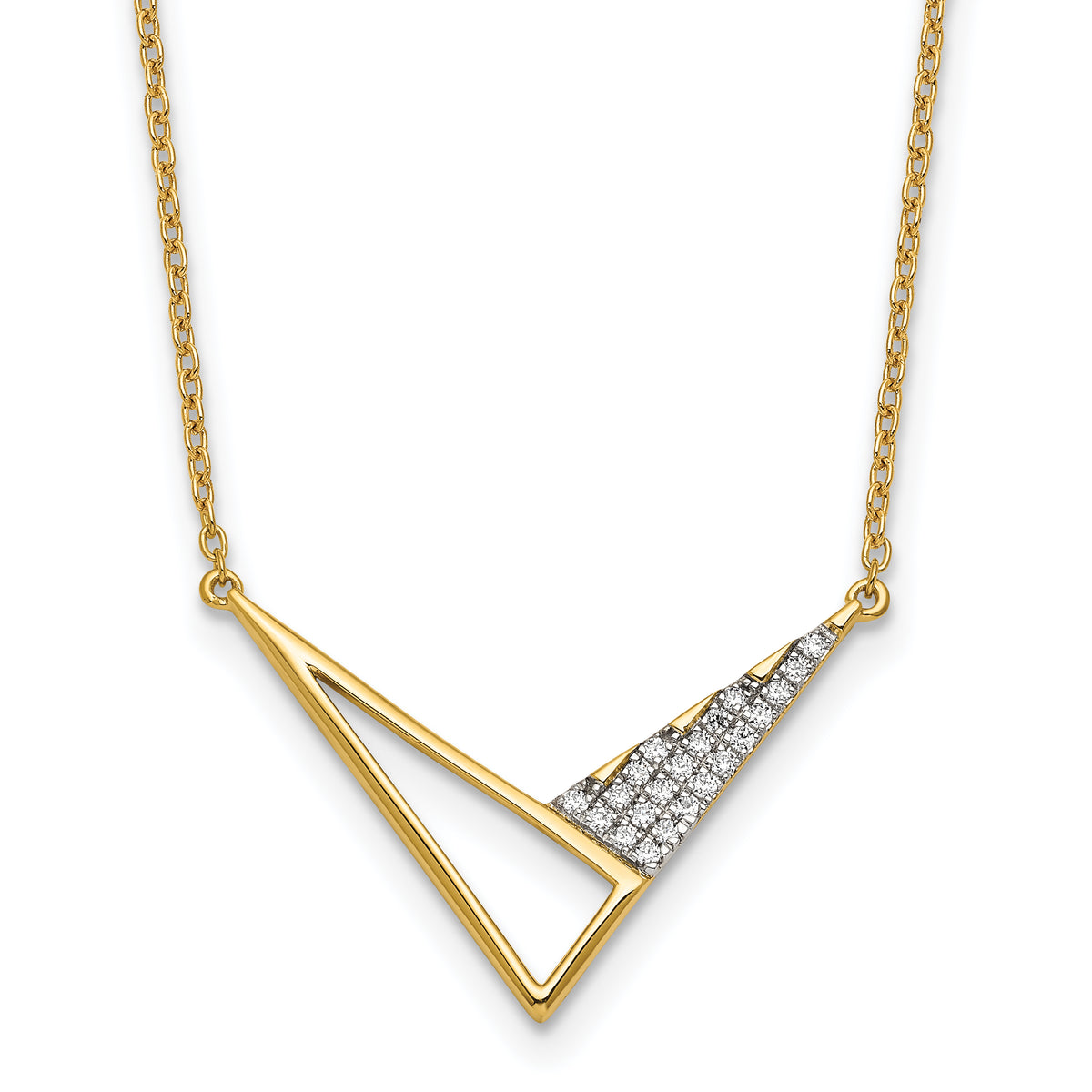 14K Polished Diamond Geometric Fashion Necklace-PM10038-011-YAA