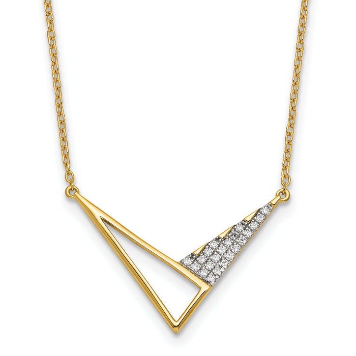 14K Polished Diamond Geometric Fashion Necklace-PM10038-011-YAA