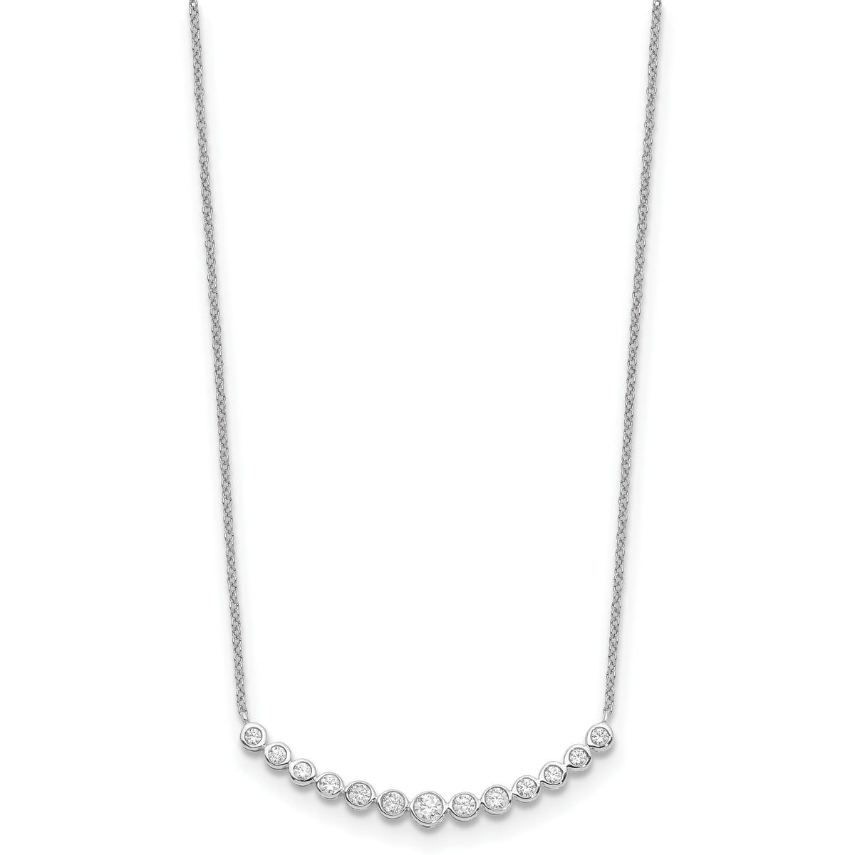 14k White Gold Diamond Curved Bar Necklace-PM1005-050-WA-18