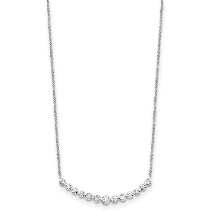 14k White Gold Diamond Curved Bar Necklace-PM1005-050-WA-18