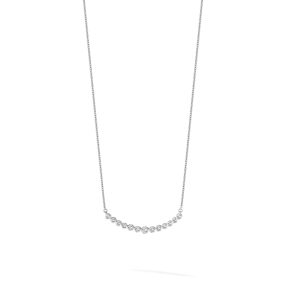14k White Gold Diamond Curved Bar Necklace-PM1005-050-WA-18