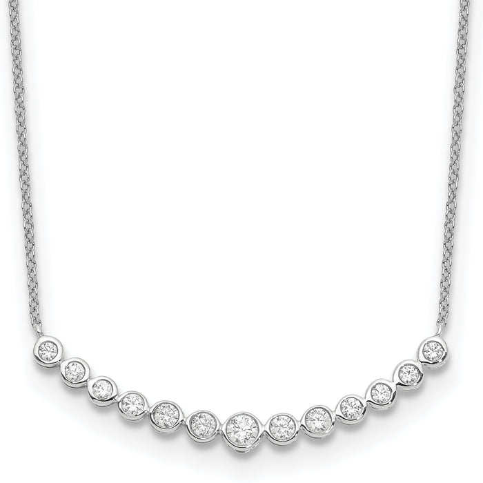 14k White Gold Diamond Curved Bar Necklace-PM1005-050-WA-18