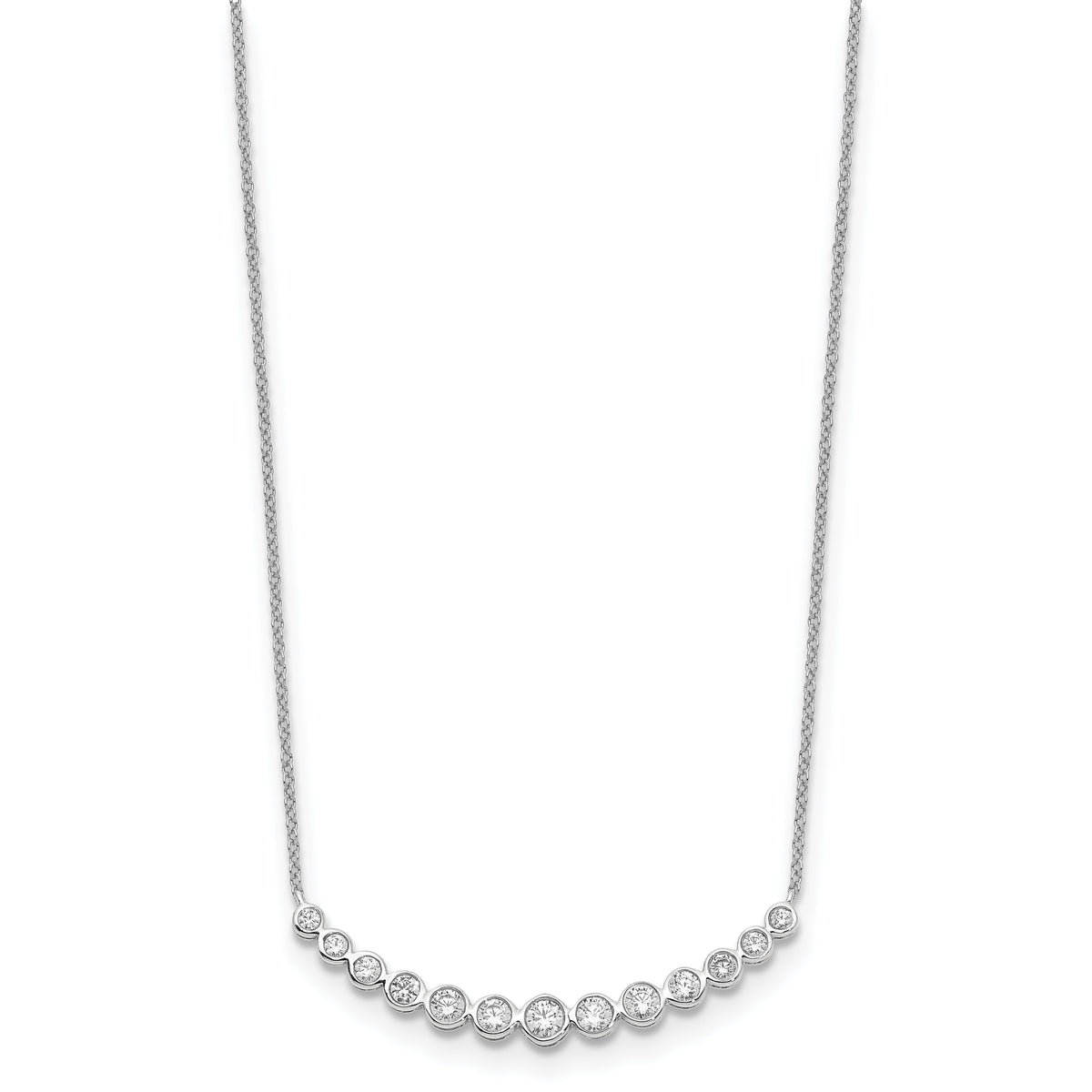 14k White Gold Diamond Curved Bar Necklace-PM1005-075-WA-18