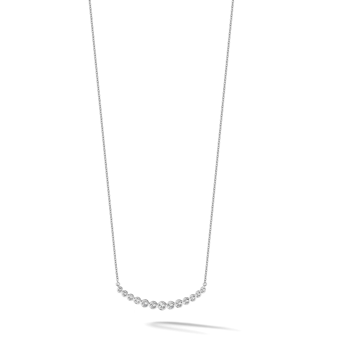 14k White Gold Diamond Curved Bar Necklace-PM1005-075-WA-18