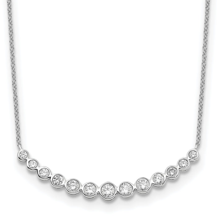 14k White Gold Diamond Curved Bar Necklace-PM1005-075-WA-18
