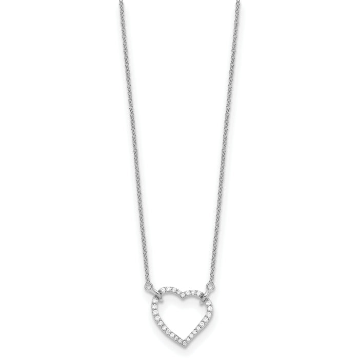14k White Gold Diamond Heart Pendant Necklace-PM1006-020-WA-18