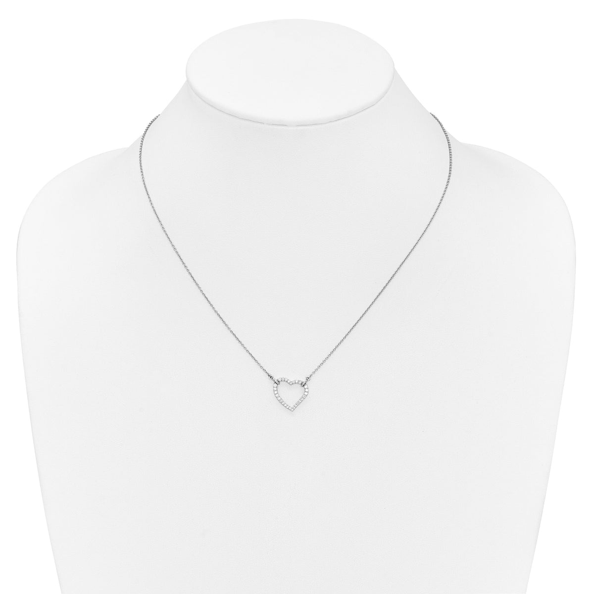 14k White Gold Diamond Heart Pendant Necklace-PM1006-020-WA-18
