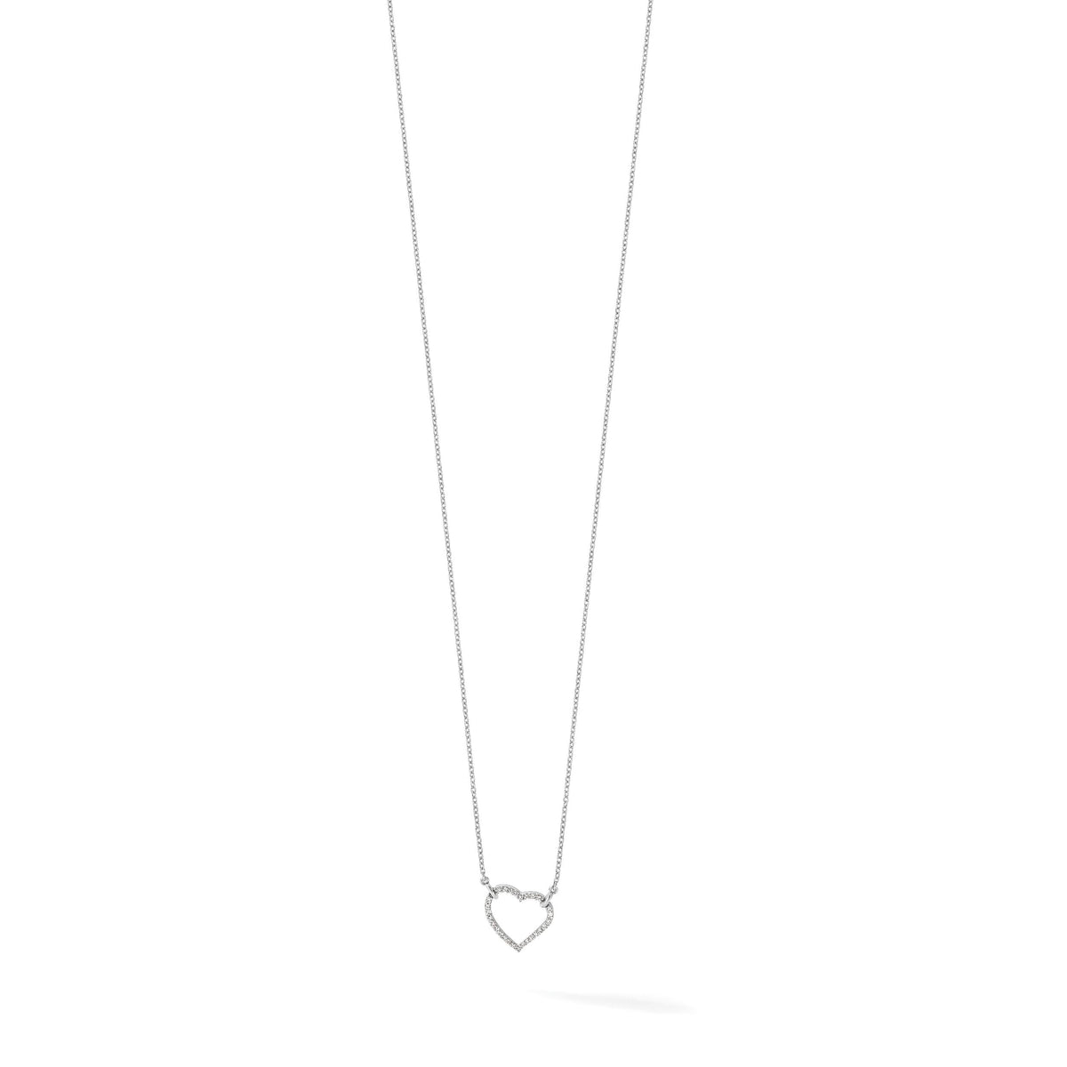 14k White Gold Diamond Heart Pendant Necklace-PM1006-020-WA-18