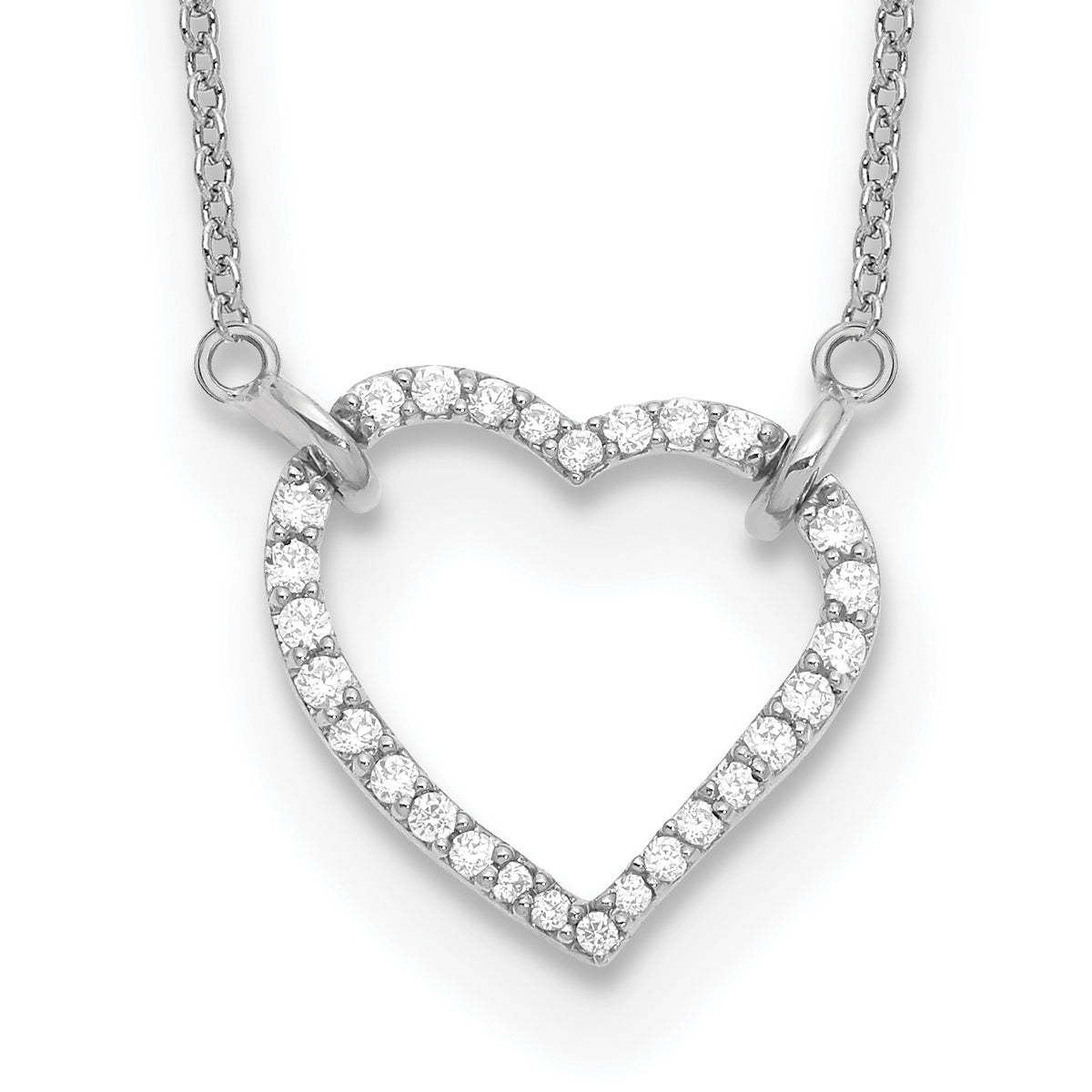 14k White Gold Diamond Heart Pendant Necklace-PM1006-020-WA-18