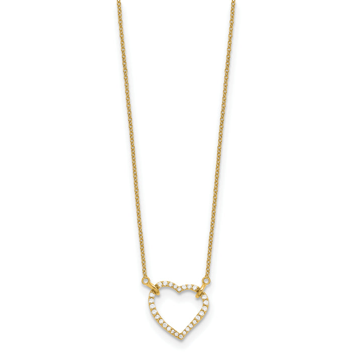 14k Diamond Heart Pendant Necklace-PM1006-020-YA-18