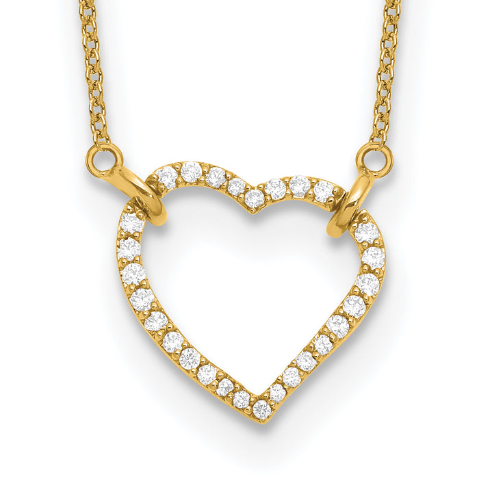 14k Diamond Heart Pendant Necklace-PM1006-020-YA-18