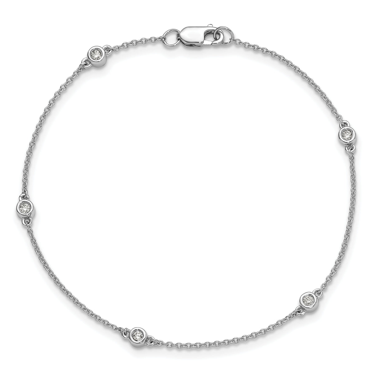 14k White Gold Diamond Station Cable Bracelet-PM1007-013-WA-7