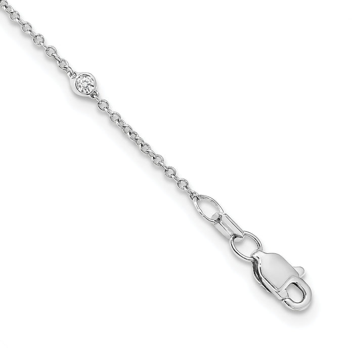 14k White Gold Diamond Station Cable Necklace-PM1007-055-WA-20