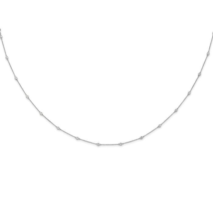 14k White Gold Diamond Station Cable Necklace-PM1007-055-WA-20