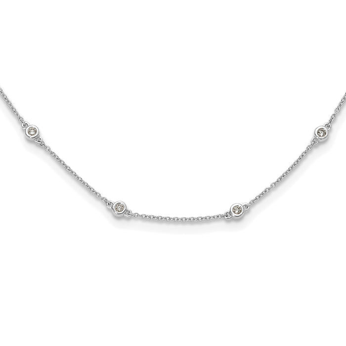 14k White Gold Diamond Station Cable Necklace-PM1007-036-WA-16