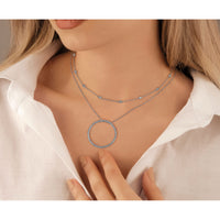 14k White Gold Diamond Station Cable Necklace-PM1007-036-WA-16