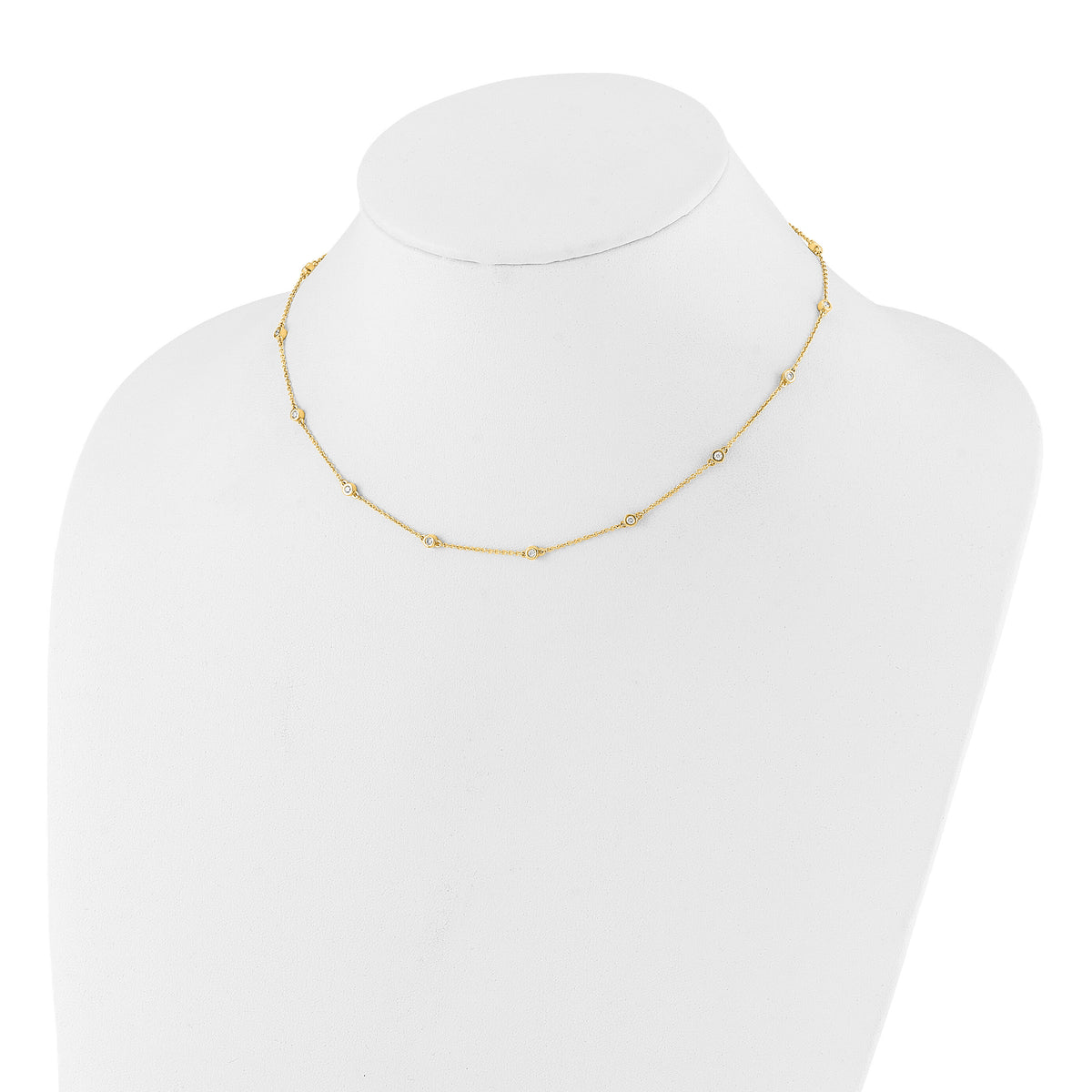 14k Diamond Station Cable Necklace-PM1007-042-YA-18